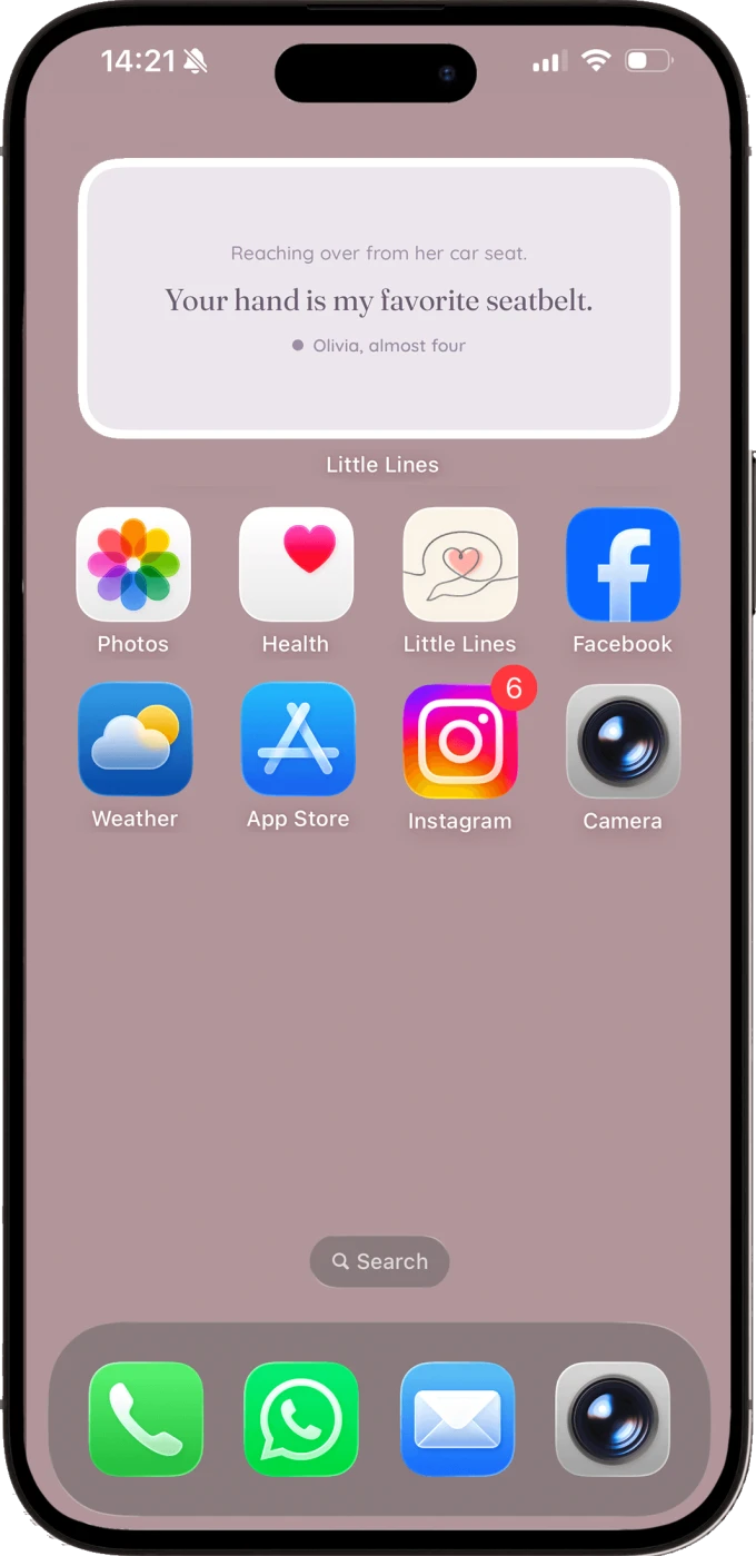 Little Lines app screen: Their words, on your home screen